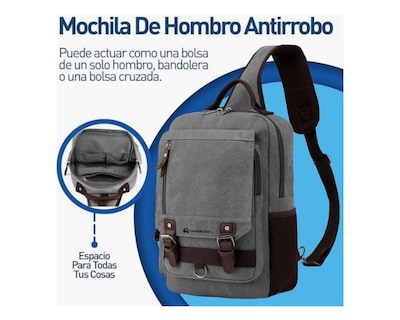 Foto 2 | Foto 2 | Mochila Cruzada con Hebilla Magnética y Múltiples Bolsillos Bluelander de Gran Capacidad Material de Lona Impermeable