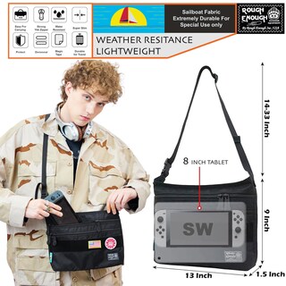 Foto 2 | Foto 2 | Bolso Bandolera Rough Enough Negro Para Hombre Con Compartimento Para Tableta De 8 Pulgadas - Venta Internacional.