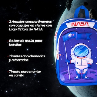 Foto 5 | Foto 5 | Techzone Mochila Escolar Nasa Astronauta 3d El Alunizaje, 2 Amplios Compartimentos Y Bolsas Laterales De Malla