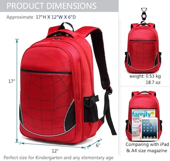 Foto 4 | Foto 4 | Venta Internacional- Mochila Infantil para Niños Bolsa Escolar Duradera Roja