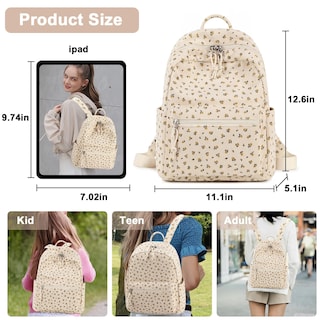 Foto 2 | Foto 2 | Mini Mochila de Pana Beige con Estampado Floral para Mujer