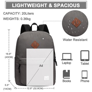 Foto 2 | Foto 2 | Mochila Vaschy Ligera y Resistente al Agua para Escuela color Gris - Venta Internacional