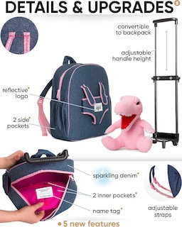 Foto 5 | Foto 5 | Mochila Rolling Backpack Naturally Kids con Forma de Dinosaurio para Niños - Venta Internacional