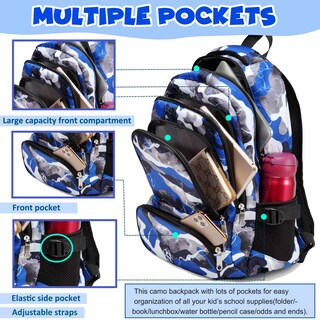 Foto 5 | Foto 5 | Mochila Bluefairy Boys con Lonchera Camo Blue Regreso a Clases para Niños - Venta Internacional