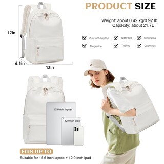 Foto 3 | Foto 3 | Mochila Escolar Bluboon Para Portátil De 15 Pulgadas, Color Beige, Para Niñas Y Mujeres - Venta Internacional.