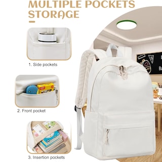 Foto 4 | Foto 4 | Mochila Escolar Bluboon Para Portátil De 15 Pulgadas, Color Beige, Para Niñas Y Mujeres - Venta Internacional.