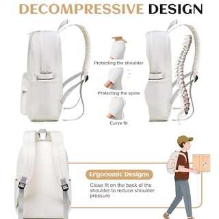 Foto 6 | Foto 6 | Mochila Escolar Bluboon Para Portátil De 15 Pulgadas, Color Beige, Para Niñas Y Mujeres - Venta Internacional.
