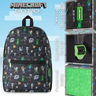 Foto 3 | Foto 3 | Mochila Escolar Minecraft Kids Con Bolsillo Frontal Black App - Venta Internacional.