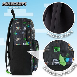 Foto 4 | Foto 4 | Mochila Escolar Minecraft Kids Con Bolsillo Frontal Black App - Venta Internacional.