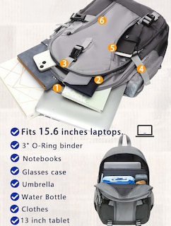 Foto 3 | Foto 3 | Mochila Bluefairy Para Adolescentes, Niños Y Niñas, 18 Litros, Color Gris - Venta Internacional.