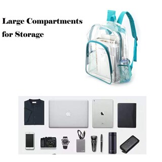 Foto 5 | Foto 5 | Mochila Jomparo Heavy Duty, Transparente, Para Escuela, Color Turquesa - Venta Internacional.
