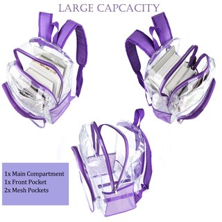 Foto 4 | Foto 4 | Mochila Transparente Jomparo Púrpura De Pvc Transparente Para La Escuela - Venta Internacional.