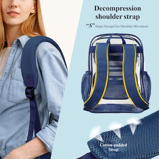 Foto 3 | Foto 3 | Mochila Transparente Packism De 17 Pulgadas, Grande, Para La Escuela, Azul Marino - Venta Internacional.