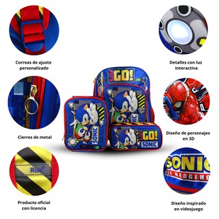 Foto 2 | Foto 2 | Combo Mochila, Lonchera Y Lapicera Sonic Con Luz Interactiva