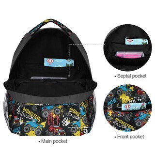 Foto 3 | Foto 3 | Mochila Wamika Monster Truck Racing Cars Para Niños Mayores De 3 Años - Venta Internacional.