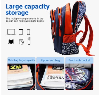 Foto 3 | Foto 3 | Estudiante Mochila Infantil Spider-man Con Estuche Lápices Azul Oscuro Mochila Escolar Impermeable Para Niños