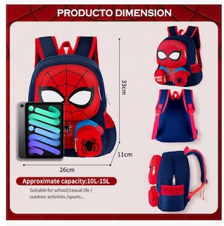 Foto 2 | Foto 2 | Mochilas Para Ninos Y Niña Escolar De Dibujos Anime 3d Spiderman Gran Capacidad Preescolar Color Azul Marino