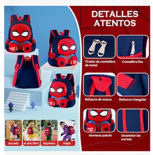 Foto 3 | Foto 3 | Mochilas Para Ninos Y Niña Escolar De Dibujos Anime 3d Spiderman Gran Capacidad Preescolar Color Azul Marino