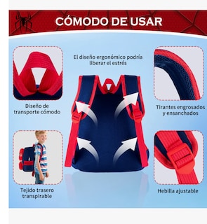 Foto 5 | Foto 5 | Mochilas Para Ninos Y Niña Escolar De Dibujos Anime 3d Spiderman Gran Capacidad Preescolar Color Azul Marino