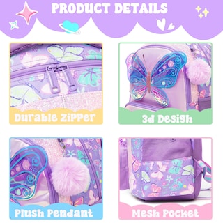 Foto 6 | Foto 6 | Mochila Escolar Meetbelify Butterfly Para Niñas De 6 A 12 Años - Venta Internacional.