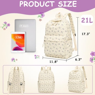 Foto 3 | Foto 3 | Mochila Camtop De Pana Con Estampado De Margaritas Para Niñas Adolescentes  Color Beige - Venta Internacional.