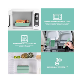 Foto 4 | Foto 4 | Lonchera + Bolsa + Taza de Silicon 2 Niveles Lunch Box Verde
