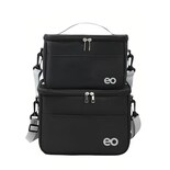 2pcs Lonchera Térmica Correa Hombro Almuerzo Eo Safe Imports Esi-19523 Negro