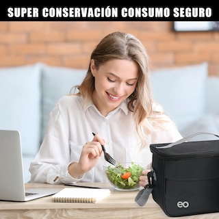 Foto 4 | Foto 4 | 2pcs Lonchera Térmica Correa Hombro Almuerzo Eo Safe Imports Esi-19523 Negro