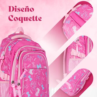 Foto 7 | Foto 7 | Kit Escolar Mochila Lonchera Lapicera Diseño de Gato Rosa