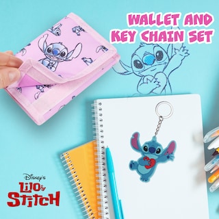 Foto 4 | Foto 4 | Set De Cartera Y Llavero Disney Stitch Para Niños, Color Rosa - Venta Internacional.