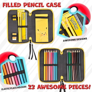 Foto 6 | Foto 6 | Estuche Para Lápices Pokémon Pikachu Para Niños Con Juego De 23 Piezas - Venta Internacional.