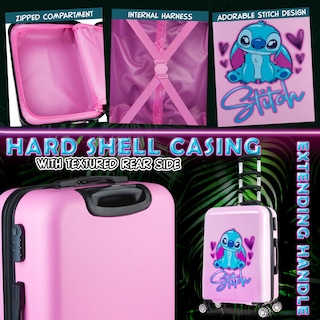 Foto 5 | Foto 5 | Set De Maletas Disney Stitch Hard Shell 28 L, 50 L, 91 L, Rosa - Venta Internacional.