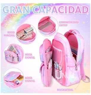 Foto 3 | Foto 3 | Mochila Escolar Kawaii Para Niñas De Primaria Segundaria Gran Capacidad Con Apertura 180grados