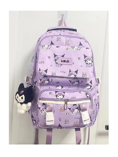 Foto 4 | Foto 4 | Mochila Escolar Estampada Kuromi Violeta Nailon 14.5 L