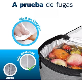 Foto 2 | Foto 2 | Bolsa De Almuerzo Lonchera Térmica Portátil Y Gran Capacidad Eo Safe Imports Esi-13230 Gris
