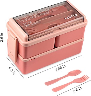 Foto 1 | Foto 1 | Caja Bento A Prueba De Fugas De 1400 Ml, Apilada Con Compartimento, Color Rosa - Venta Internacional.