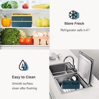 Foto 6 | Foto 6 | Caja Bento A Prueba De Fugas De 1400 Ml, Apilada Con Compartimento, Azul, 49 Onzas - Venta Internacional.