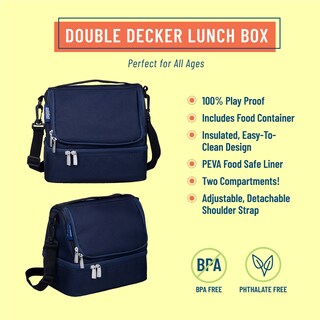Foto 3 | Foto 3 | Bolsa De Almuerzo Wildkin Con Aislamiento De Dos Compartimentos Para Niños, Color Azul - Venta Internacional.