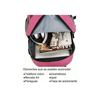 Foto 3 | Foto 3 | Mochila Impermeable con Puerto Usb Malubero 3 pz color Rosa