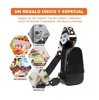 Foto 5 | Foto 5 | Mochila Bolso Cruzado BELUG color Negro de Pecho