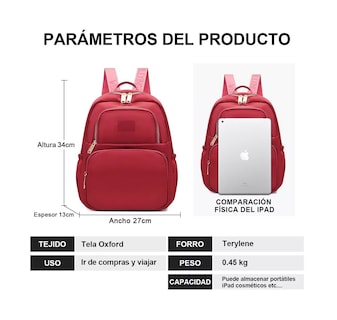 Foto 3 | Foto 3 | Mochila Belug Impermeable color Rojo para Mujer