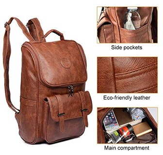 Foto 4 | Foto 4 | Venta Internacional- Mochila QWARVEL Cuero Vegano Unisex Moda Universidad color Marrón
