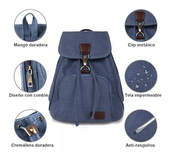 Foto 2 | Foto 2 | Mochila Escolar Antirrobo Para Mujer, Azul