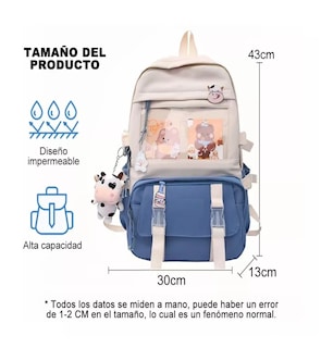 Foto 2 | Foto 2 | Mochila De Gran Capacidad De Estilo Coreano Para Estudiantes Azul