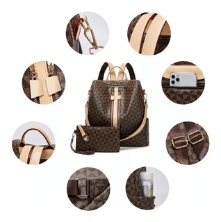 Foto 4 | Foto 4 | Kit Mochila + Bolso Casuales Lab.G Marrón Oscuro 2 Piezas para Mujer