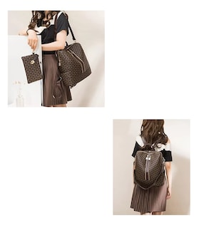 Foto 5 | Foto 5 | Kit Mochila + Bolso Casuales Belug Marrón Oscuro 2 Piezas para Mujer