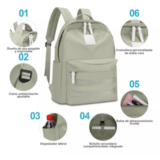 Foto 2 | Foto 2 | Mochila Escolar De Moda Y Viaje Verde