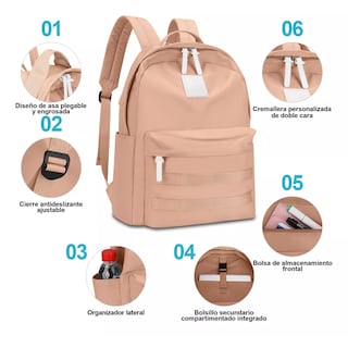 Foto 2 | Foto 2 | Mochila Escolar De Moda Y Viaje Rosa
