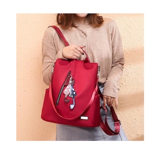 Foto 5 | Foto 5 | Mochila Bolsa Para Dama Antirrobo Impermeable Nailon Moda Clasico Roja