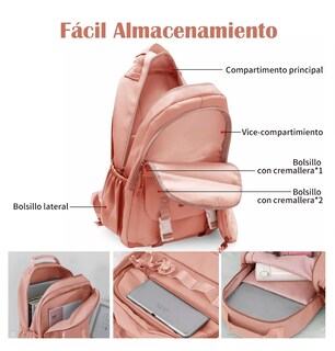 Foto 3 | Foto 3 | Mochila Escolar De Viaje Juvenil De Moda Gran Capacidad Rosa